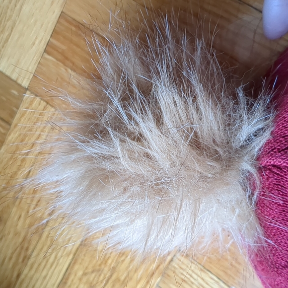 Coach Red Winter Logo Hat with Pom Pom - Picture 3 of 11